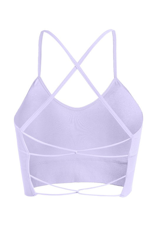 Cross back, rib padded sports bra