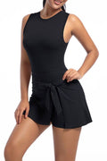 Shorts romper with bow tie skirt